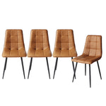 Levede 4x Dining Chairs Kitchen Chair Brown Faux Leather CH1057-PU-4-BR