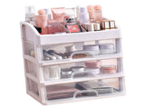3 Tiered Drawer Cosmetic Storage Box Transparent Plastic Makeup Organizer Spacious Storage V1294-YM0901-3117240071011