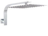 Chrome Square 12" Large Rainfall Shower Head Rose Brass Gooseneck Wall Arm Set V1233-A602KSS112