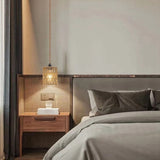 Boho Plug in Pendant Light, Hanging Light with Cord, Ceiling Lamp Rattan Cylinder Shad pwm25 V1370-AZ4-07639
