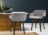 Artiss Bar Stools Swivel Velvet Padded Wooden BA-TW-8908-GY