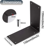 4Packs Heavy Duty Steel Corner Brackets, 90 Degree Angle Bracket-6"x 6" Large L Brackets Connector V1188-WTJ-SJH-1427