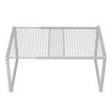 Expandable Cabinet Storage Shelf Stackable Metal Organizer Rack Adjustable Width for Kitchen V1366-AZ2-W-14897