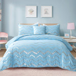 Metallic Print Comforter Set, King Size, Chic 3-Piece Bedding with Pillowcases V745-MAB010951AJ3