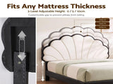 Artiss Double Bed Frame with Adjustable Shell Headboard and PVC Upholstery BFRAME-G-COCO-D-BW-AB