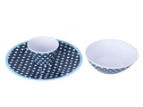 3 Piece Set of Salad Tableware Fruit Snack Plate Bowl and Cup Set Salad TablewareDark Blue Dots V1294-YM0523-3118210289911