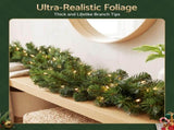 Jingle Jollys 2.7M Christmas Garland 8 Mode LED Lights Timing 200Tips Xmas Decor XM-TR-GAR-9FT-MF-LED