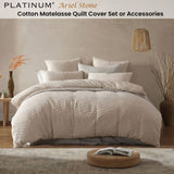 Platinum Collection Ariel Stone Cotton Matelasse Quilt Cover Set Super King V442-LED-QUILTCS-ARIEL-STONE-SK