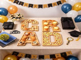 Festive Graduation Celebration Set, 4 Piece Wooden Letter Trays, Functional Divided Compartments for V1192-AZ-W-24243