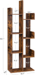 VASAGLE Tree-Shaped Bookcase with 8 Storage Shelves Rounded Corners Rustic Brown V227-9101386002141