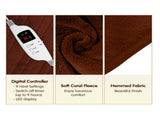 Laura Hill Electric Heated Blanket Throw Soft Coral Fleece w/ 9 Heat Settings - Brown THRG-KH-BRN