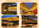 Solar String Lights Outdoor, 2 Pack LED Solar Outdoor Lights Solar Fairy Lights with 8 Lighting V1107-124-50199-WAR3