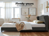 Artiss King Bed Frame with Wingback Headboard Grey Linen Upholstered Platform Bed Base BFRAME-G-PIER-K-GY-ABC