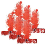 6x 1920s FLAPPER HEADBAND Headpiece Feather Sequin Charleston Costume Party BULK - Red V563-BR-6FLAPPERHDBND-RED