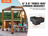 Pergola Bracket Kit 152x152mm, 4pcs 3-Way Heavy Duty Corner Bracket Woodworks DIY Post Base Kit, V952-LPJJST4PCS6XOAPMSV0