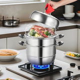 Steamer Pot, 28cm Steamer Pot for Cooking with 8.5QT Stock Pot, Vegetable Steamer & 2 Steaming Grid, V952-SCZG28CM0000NDJSGV0