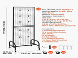 3 Packs Grid Wall Panels, 600 x 1640mm Wire Grid Panels Display Rack, Movable Art Display Shelf with V952-LSWGQ6070INC9Q86I001V0