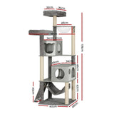 i.Pet Cat Tree 178cm Tower Scratching Post Scratcher Wood Bed Condo House Wooden Ladder PET-CAT-WOOD03-GR-AB