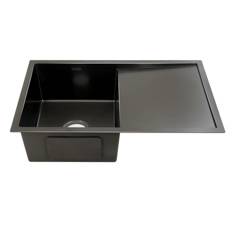 Cefito Kitchen Sink 75X45CM Stainless Steel Basin Single Bowl Black SINK-BLACK-7545