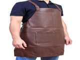 Pierre Cardin Professional Leather Apron Butcher Woodwork Hairdressing Barber Chef - Brown V563-PC3432-BROWN