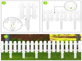12 Pieces Garden Fence with 12 Pieces Fence Insert White Plastic Fence Garden Fence Edgings Lawn V1366-AZ2-W-03298