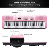 Karrera 61-Key Electronic Piano Keyboard with LED and Folding Stand in Pink CHJ-SD1 EKB-CHJ-SD1-PK