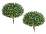 Artificial Topiary Boxwood Trees with Ground Spike, 2 Set 559mm Faux Shrubs & Bushes Potted Plants, V952-DDMJCRGXJHYMH3FA0001V0