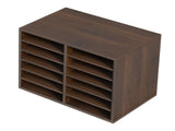 Wood Literature Organizer Adjustable File Sorter 12 Compartments Brown V952-MZWJZLFPJBH12X5B4V0