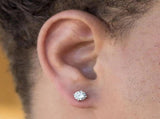 Hip Hop Earrings Men'S Earrings Large Cubic Zirconia Earrings S925 Silver - Silver - Size 2 V1106-DSZ-001-001-SLR-2