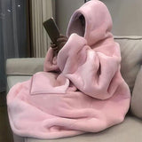 Ultra-Soft Fleece Wearable Blanket Hoodie, Unisex Hooded Large-Pocket Lazy Warm Home Wear V1232-JHSP001