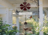 Hanging Welcome Windmill w Bell Butterflies 88cm V637-06986WEL