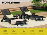 Gardeon 2PCS Sun Lounge Lounger Beach Chair HDPE Patio Outdoor Furniture with Wheels Black FF-LOUNGE-HE-BKX2