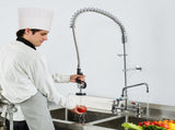 Commercial Faucet with Pre-Rinse Sprayer, 44" Height, 8" Center, 12" Swing Spout, Deck Mount Kitchen V952-JBSYCXSLTJBS3O1FMV0