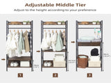 Heavy Duty Clothes Rack 3 Tiers MDF & Metal Iron Rail V178-66998
