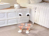 Transparent Plastic Trash Can with Cute Eyes and Feet Design for Kitchen Bathroom Bedroom Office V1366-AZ2-W-14697