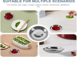 10 Pack 10cm Stainless Steel Dipping Dishes, Reusable Sauce Appetizer Plates for Camping, Silver V1188-MS-721-293