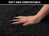 Black Bathroom Rug Set 2 Piece, Bath Mats for Floor, Super Thick Soft Shaggy Chenille Machine V1259-DP01-A-4433