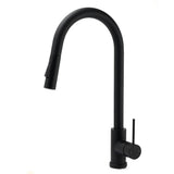 Matt Black Round Pull Out Down Kitchen Sink Tap Laundry Basin Mixer 2 Way Spout V1233-KRD519BL