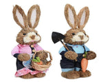 2 Pcs Handmade Straw Bunny Woven Standing Bunny Statue Decor for Indoor Child Party Striped V1294-YM0901-250120FB05-4