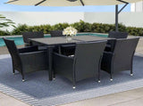 Gardeon Outdoor Dining Set 7 Piece Wicker Lounge Setting Black FF-DINING-7CLS-BK-ABC