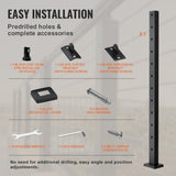 VEVOR Cable Railing Post, 42" x 1" x 2" Steel Angled Hole Stair Railing Post, 12 Pre-Drilled Holes, V952-1JZLGZHS1067HNEKBV0