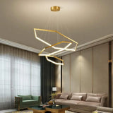 BAMDECOR AD2582/3 Modern LED Chandelier, Hexagonal Rings Ceiling Lighting Contemporary Chandeliers V255-BAM-AD2582-3-246-GLD