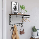 VASAGLE Coat Rack Wall-Mounted Rustic Brown and Black V227-9101101055470