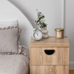 PORTO BEDSIDE TABLE - NATURAL OAK - SLIM - HALF MOON BLACK V164-ECS13STB04B