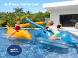 Bestway Kids Rhino Inflatable Ride-On Pool Float Toy Set of 2 with Boppers BW-FLOAT-41522