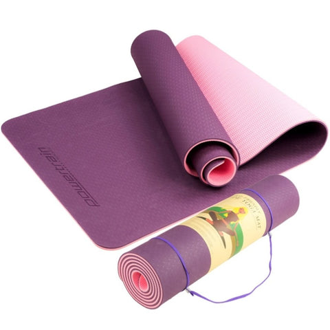 Powertrain TPE Yoga Exercise Mat Home Gym Pilates Fitness 8mm Thick in Dark Purple YM-TPE-DHG-PU