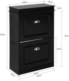 Shoe Cabinet 2 Drawers Storage Cupboard Black V178-62984