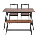 Artiss Dining Table and Chairs Set of 4 Bench Kitchen Furniture Rustic Brown DSET-D-BH11-BR
