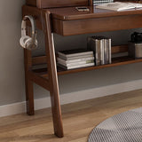 Ave Solid Wood Study Desk with Shelf and Drawers/Bookcase/Rubberwood/Walnut V1057-DM6283-120CM