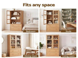 Artiss Buffet Sideboard Cabinet 180cm Hutch Storage Kitchen Drawer Door Wood FUR-C-GLASS-SID180-WD-ABC